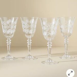 Anthropologie Handcrafted Wine Glasses Set of Four Rare NIB